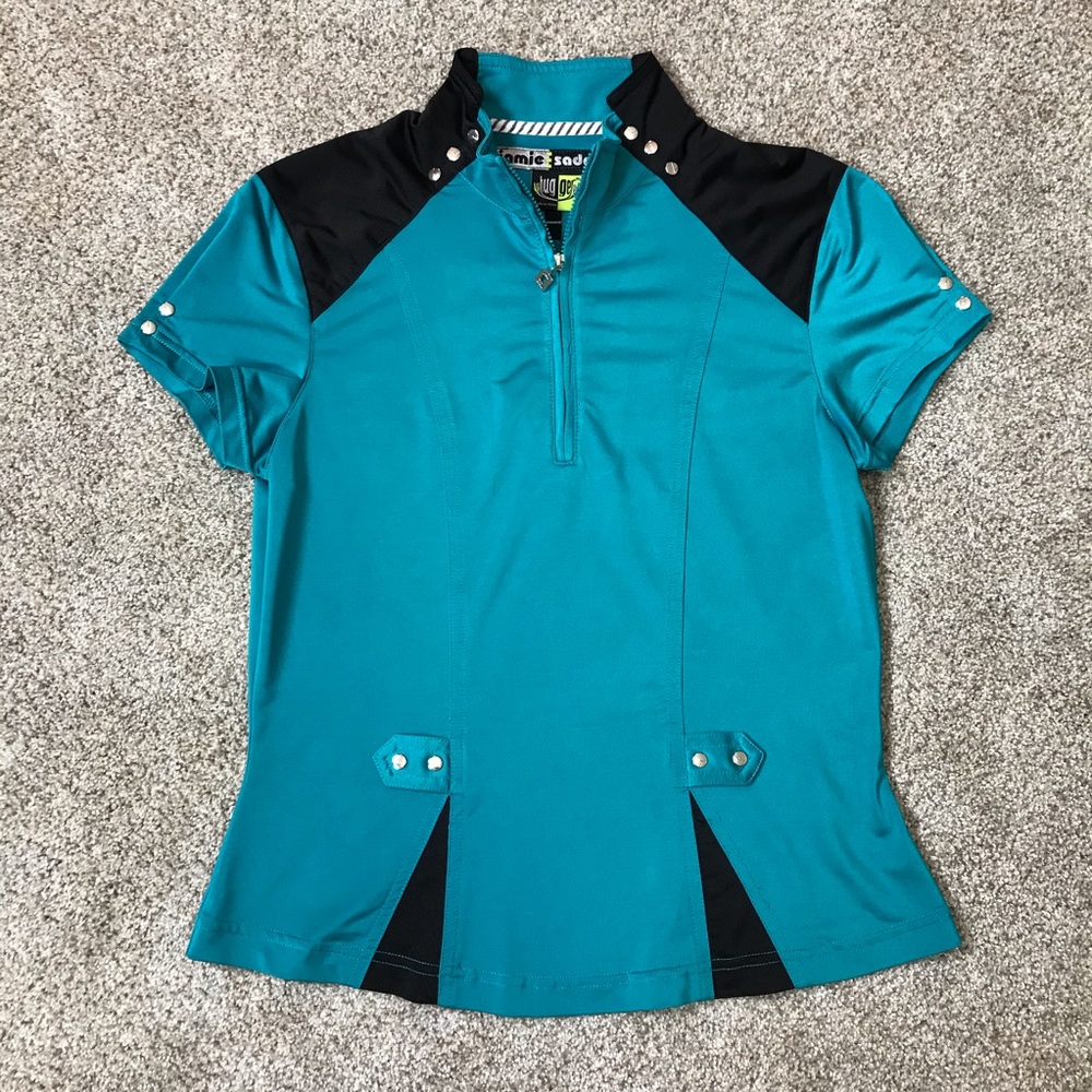 JAMIE SADOCK Hugger TURQUOISE & BLACK Golf SHIRT S